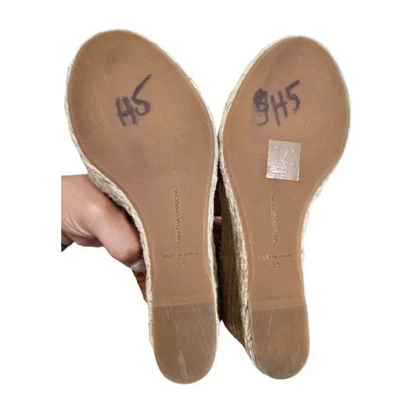 Tabitha Simmons Womens Ravi Brown  Suede Espadrille Wedge Sandals 37 US 7 - Picture 9 of 10